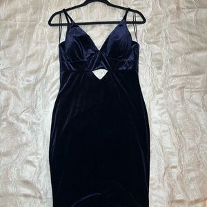 Elegant Navy Blue Velvet Dress